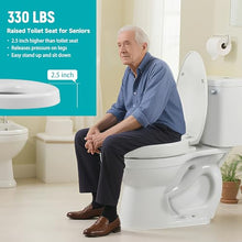 Load image into Gallery viewer, LimLuc Elongated Toilet Seat Risers for Seniors, 2.5 Inch Elevated Toilet Seat with Slow Close, Non-Slip Raised Toilet Seat, 18.5" Fit for Elongated Toilet, White
