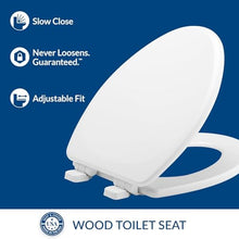 Load image into Gallery viewer, Mayfair Linden Slow Close Toilet Seat, Non Slip Heavy Duty Wood, Easy Install, Elongated, White
