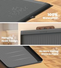Load image into Gallery viewer, Dog Food Mat 36"x24", Waterproof Pet Feeding Mat with Diversion Grooves and Raised Edges, Large Non-Slip Dog Bowl Mat for Food and Water, Cat Food Mat for Floors, Easy to Clean, Grey
