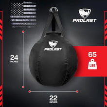 Load image into Gallery viewer, PROLAST Wrecking Ball Heavy Punching Bag for Adults, Hook and Uppercut, Body Snatcher, Boxing, MMA, Muay Thai Training Equipment, Filled, 65 lbs, Rhino Black
