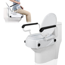 Load image into Gallery viewer, NIdreamCE Raised Toilet Seat for Seniors with Flip-up Handles, 5.9" Adjustable Toilet Seat Riser Elevated Medical Supplies &amp; Equipment for Handicap, Elderly, Hip Replacement After Surgery
