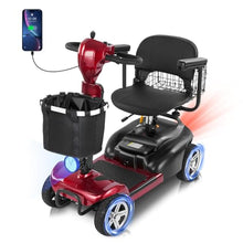 Load image into Gallery viewer, 45 Miles 4 Wheels Mobility Scooter for Seniors/Adults Up to 300LBS,350W Electric Wheelchair Detachable Lithium Battery,Dual Baskets,Rotating Seat,with Taillight, USB Charging, Red
