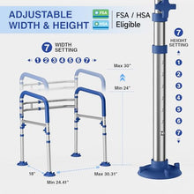 Load image into Gallery viewer, Loyoda Foldable Toilet Safety Rails for Seniors - Adjustable Toilet Safety Frame &amp; Toilet Handles for Elderly &amp; Disabled, Fits Most Toilets, 350lb Capacity, Blue
