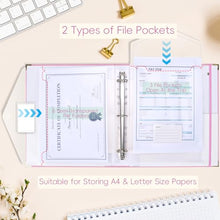 Load image into Gallery viewer, XKDOUS Important Document Organizer Emergency Binder Life Organizer Folio Folders with 9 Pockets Expanding File Storage Holder for Papers, Letters, Cards, Bills, Passports, Photos
