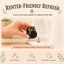 Load image into Gallery viewer, RAINGOWN Black Owl Toilet Bolt Caps Ceramic Dark Academia 2 Pack
