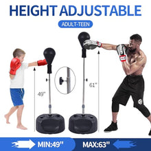 Load image into Gallery viewer, Stiatu Punching Bag with Stand, Heavy Boxing Bag Height Adjustable Reflex Bar and Speed Punching Bag for Adults &amp; Youth, Home Gym Training Equipment for MMA Fitness Stress Relief (Black)
