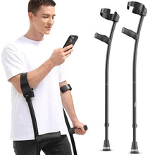Load image into Gallery viewer, HEALTHBAZAAR Ergonomic Forearm Crutches, Foldable and Height Adjustable Elbow Crutches with Magnetic Handles for Wall Support
