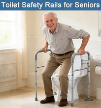 Load image into Gallery viewer, HOMLAND Toilet Safety Rails for Seniors, Adjustable Height &amp; Width 350lb Toilet Handles for Elderly and Disabled, Foldable Toilet Safety Frame, Fit Any Toilet
