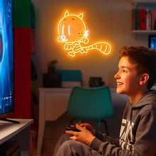 Load image into Gallery viewer, Officially Licensed Cat Kid UV Painted LED Neon Light – Inspired Wall Art, Vibrant Kids Room Decor, Superhero-Themed Night Light, Gift for Dog Man Book Fans (15 * 12.8")
