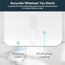 Load image into Gallery viewer, Wyze Smart Scale X - Digital Bathroom Scale for Body Weight, BMI, Body Fat, Muscle Mass, Heart Rate Monitor | ITO Glass &amp; LED Backlight | Batteries Included, 400 lbs (White)
