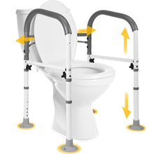 Load image into Gallery viewer, Vaunn Medical Adjustable Toilet Safety Rail for Seniors, Foldable Toilet Safety Frame for Elderly Adults, Bathroom Grab Bar Handle, Toilet Handle for Elderly &amp; Disabled, Free-Standing (Gray)
