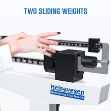 Load image into Gallery viewer, Helsevesen Mechanical Beam Scale, Eye-Level Professional Medical Physician Weigh Scale with Height Rod, Capacity 440 lb/200kg, Graduation 1/4 lb, 11" Width x 15" Depth Platform, RGT-200A
