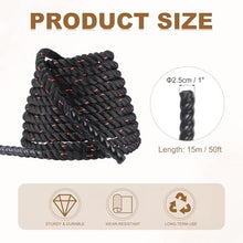 Load image into Gallery viewer, MECCANIXITY Battle Rope 30ft x 1 Inch Polyester Workout Rope Heavy Fitness Exercise Rope for Strength Training Home Gym Muscle Building, Black Red
