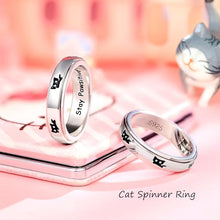 Load image into Gallery viewer, LYTTMAB Stay Pawsitive Ring Anxiety Ring for Women Spinner Ring, Sterling S925 Silver Fidget Ring Animal Cat Paw Dog Ring Size 9
