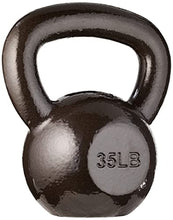 Load image into Gallery viewer, Amazon Basics Cast Iron Kettlebell for Strength Training, Wide Handle with Comfortable Grip, 35 Pounds, Black
