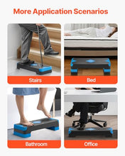Load image into Gallery viewer, VEVOR Aerobic Exercise Step Platform, 28-Inch Workout Aerobic Stepper, Height Adjustable Fitness Training Step Deck Trainer with 4 Risers, Non-Slip Surface Bench for Home Gym Cardio Strength, Blue
