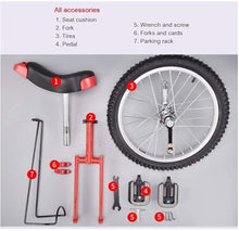 Load image into Gallery viewer, Wheel Unicycles Unicycle for Adult Kids, 16/18/ 20 Inch Skidproof Butyl Mountain Tire, Balance Cycling Sports Outdoor (Red,20 inch)
