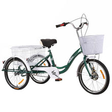Load image into Gallery viewer, Green,20 inches, Shopping Tricycles for Adults, Pedal Adult Tricycle 20/24 Inch Wheel Options, Large Basket
