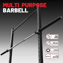 Load image into Gallery viewer, 7FT Olympic Barbell 45 lb Barbell 2 INCH 1000lbs Capacity Olympic Bar with Moderate Knurling-Silver and Black

