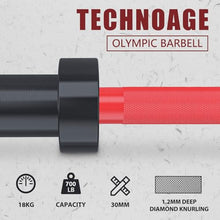 Load image into Gallery viewer, TECHNOAGE 7FT Olympic Barbell, 40LB Olympic Weight Bar with 2-Inch Sleeves-Red &amp; Black
