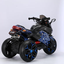 Load image into Gallery viewer, 3-Wheel Ride-On Toy Motorbike with Lighting Wheels, Music Player (Connect with Phone) and Hand Drive (Blue-2)
