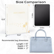 Load image into Gallery viewer, XKDOUS Aesthetic Document Organizer Linen Folio Folders with Pockets, 3-Ring Accordion Storage Binders Expanding File Folder for Important Papers, Documents and Files
