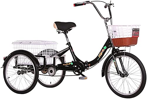 Adult Tricycle - 3 Wheel Bikes for Adults Shopping Foldable Tricycles for Adult 1 Speed 20 Inch Three Wheel Bike