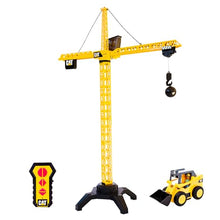 Load image into Gallery viewer, Cat Construction Workforce Jumbo Tower Crane Set, 50-Inch RC Crane Toy with 360-Degree Rotation, Hook and Wrecking Ball, Light, Skid Steer and 4" Figure, USB Rechargeable, Ages 5+
