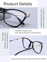 Load image into Gallery viewer, DOERAYM Blue Light Glasses for Women - Anti Glare Gaming and Computer Use with Comfort Fit (Resin, Black9123)
