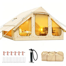 Load image into Gallery viewer, Inflatable Tents for Camping, Blow Up Tent with Hand Pump, Easy Setup Inflatable Hot Tent with Stove Jack, Waterproof Oxford Air Glamping Tents for Camping Adult 4 Person Upgrade Version
