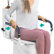 Load image into Gallery viewer, PELEGON Toilet Safety Rails (250lb) - Adjustable Toilet Safety Rails, Toilet Bar for Elderly Adults, Toilets Rails for Seniors, Toilet Seat with Handles for Elderly &amp; Disabled Toilet Grab Bar - 1 Pack

