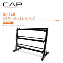 Load image into Gallery viewer, CAP Barbell Heavy-Duty 3-Tier Dumbbell Rack for 5-50 Pound Dumbbell Pairs, 51" Long
