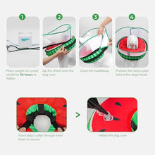 Load image into Gallery viewer, Supet Raised Inflatable Dog Cone After Surgery - Adjustable Recovery Donut Collar with Removable Shield to Stop Licking Wounds &amp; Protect Stitches - Soft Dog Cone Alternative for Dogs (Watermelon,M)
