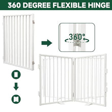 Load image into Gallery viewer, Snagle Paw Full Metal Freestanding Dog Gate,Indoor Pet Gate with Floor Protect Support Feet, 40x32 Inches Foldable Dog Fence for Stairs, Hallways and Doorways (32'' H 2 Panel, White
