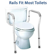 Load image into Gallery viewer, Carex Toilet Safety Rails, Adjustable and Detachable Toilet Safety Frame with Handles for Elderly, Handicap, or Disabled, Heavy-Duty Non-Slip Bathroom Grab Bar, with Padded Handles and Aluminum Frame
