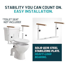 Load image into Gallery viewer, Lunderg Toilet Safety Rails for Seniors - Easy Installation &amp; Super Sturdy Grab Bars Arms - Non-Bulky &amp; Elegant Handicap Toilet Safety Frame - Seat Handles for Elderly, Disabled or Mobility Issues
