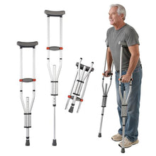 Load image into Gallery viewer, Aluminum Underarm Crutches for Adults &amp; Seniors, Adjustable Height 38.2-61.8 in (16 Levels)
