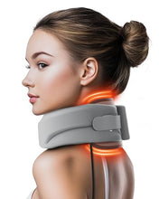 Load image into Gallery viewer, Heated Neck Brace Cervical Collar - Neck Support Brace with Heating Pad, Soft Foam Wraps Keep Vertebrae Stable and Aligned for Relief of Cervical Spine Pressure for Women &amp; Men Gray (Small Size)

