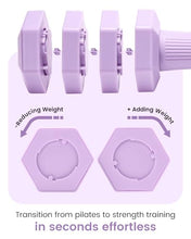 Load image into Gallery viewer, Adjustable Dumbbells Set 4 in 1 Hand Weights Set for Women Men 10 LB Dumbbell Pair Each 2lbs 3lbs 4lbs 5lbs Weights Dumbbells Set with TPU Soft Rubber Handle for Home Gym Exercise Fitness - Purple

