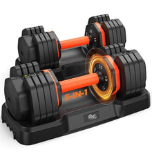 Load image into Gallery viewer, 2025 Updated Adjustable Dumbbell Set of 2, 5-IN-1 Weights Dumbbell Set with Storage Box, (55LBS Pair(Total 110LBS))
