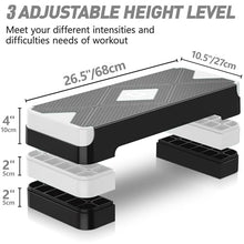 Load image into Gallery viewer, GYMMAGE Aerobic Exercise Stepper - Adjustable Workout Platform, 26.5" Step Deck with 4", 6", 8" Height Risers, Women's Home Gym Cardio Fitness
