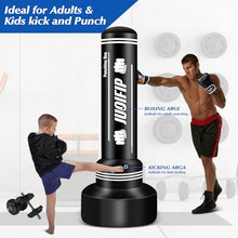 Load image into Gallery viewer, Heavy Punching Bag with Stand Adults Teens, 70" Freestanding Punching Bag with Boxing Gloves and Electric Air Pump, Women Men Standing Inflatable Boxing Bag for Training MMA Thai Fitness

