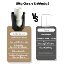 Load image into Gallery viewer, Dobbyby Ceramic Bathroom Cup Dispenser with Stylish Vertical Stripes - Disposable Mouthwash Cup Holder Holds 3-4oz Paper Cups for Rinsing Cups on Bathroom Vanity Countertops (Black-Black-2 Pack)
