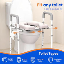 Load image into Gallery viewer, Raised Toilet Seat with Handles - Width &amp; Height Adjustable Toilet Seat Risers for Seniors
