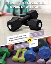 Load image into Gallery viewer, Adjustable Dumbbells Set, 4 in 1 Hand Weights Set for Women Men 10 LB Dumbbell Pair Each 2lbs 3lbs 4lbs 5lbs Weights Dumbbells Set with TPU Soft Rubber Handle for Home Gym Exercise Fitness - Black
