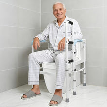 Load image into Gallery viewer, 665lbs Toilet Safety Rail - Medical Grade Heavy Duty Bariatric Support Frame - No-Drill Stand Assist with Vacuum Suction Cup &amp; Foam Handles - Adjustable Height &amp; Width for Seniors, Post-Surgery
