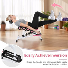 Load image into Gallery viewer, Mini Inversion Table, Adjustable Back Stretcher Table for Pain Relief, Foam Roller, 350 Lbs Load Capacity Home Gym Ergonomic Lumbar Decompression Tables Improve Posture &amp; Spinal Health Pink Black
