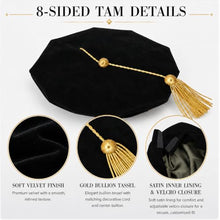 Load image into Gallery viewer, Red Doctoral Graduation Gown Set with Tam and Hood, PhD Cap and Gown Academic Regalia
