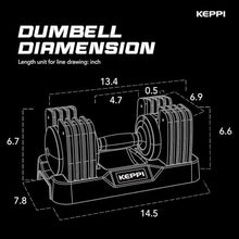 Load image into Gallery viewer, Keppi Adjustable Dumbbells Set-40lb Pair, Anti-Slip Metal Fast Adjust Weight Handle, Exercise &amp; Fitness for Full Body Workout -DBA40(Pair)
