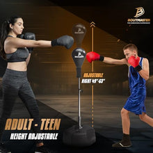 Load image into Gallery viewer, TechTools Punching Bag with Stand, Boxing Bag for Teens &amp; Adults - Height Adjustable - Speed Bag for Training, Boxing Equipment, Stress Relief &amp; Fitness
